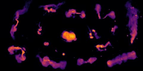 Różne typy radiogalaktyk zasilane energią supermasywnych czarnych dziur. Źrodło: Maya Horton and the LOFAR surveys collaboration