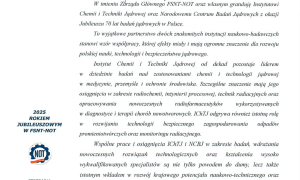 70 lat polskich badań jądrowych - listy gratulacyjne